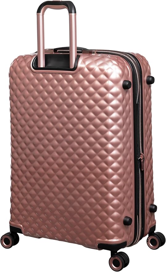 It Luggage Glitzy 21" Hardside Carry-On 8 Wheel Expandable Spinner, Metallic Rose Gold