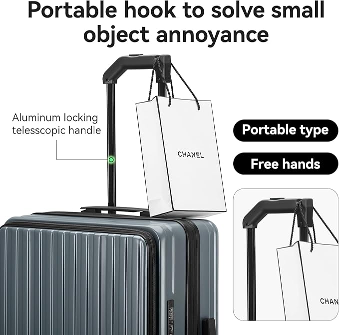 ROAMING 26-Inch Checked Luggage Expandable Front Opening Rolling Vacation Suitcase with Spinner Wheels and TSA Lock Cup Holder, PC Hard Shell Travel Trolley Case for Shout Business Trips,Livid green