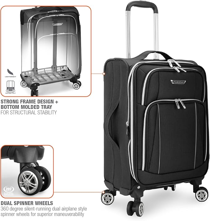 Traveler's Choice Lares Softside Expandable Luggage with Spinner Wheels, Black, Carry-On 22-Inch