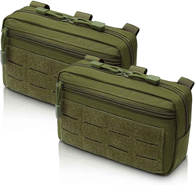 2 Pack 1000D Laser Cut Molle Pouches - Tactical Compact Water-Resistant Utility Admin Pouch for Vest Backpack Duty Belt Tactical Vests