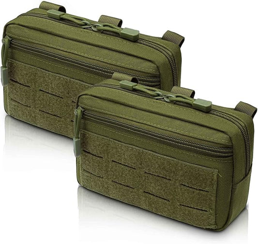 2 Pack 1000D Laser Cut Molle Pouches - Tactical Compact Water-Resistant Utility Admin Pouch for Vest Backpack Duty Belt Tactical Vests