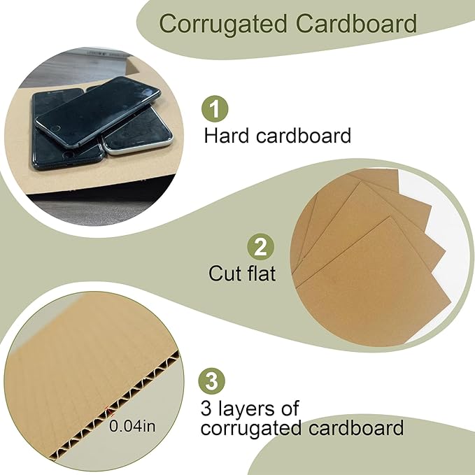 50 Pack Corrugated Cardboard Sheets 8.5x11 Inch, 1.7mm Thick Flat Cardboard Paper, Inserts Filler Pads for Crafts, Packing, Mailing and Shipping.