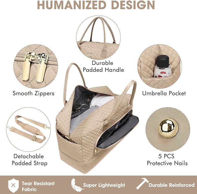 Travel Duffle Bag Weekender for Women - Carry-On Overnight Bag Personal Item Bag with Shoe Compartment & Wet Pocket Large Weekend Tote Bags with Toiletry Bag Hospital Bags for Labor and Delivery