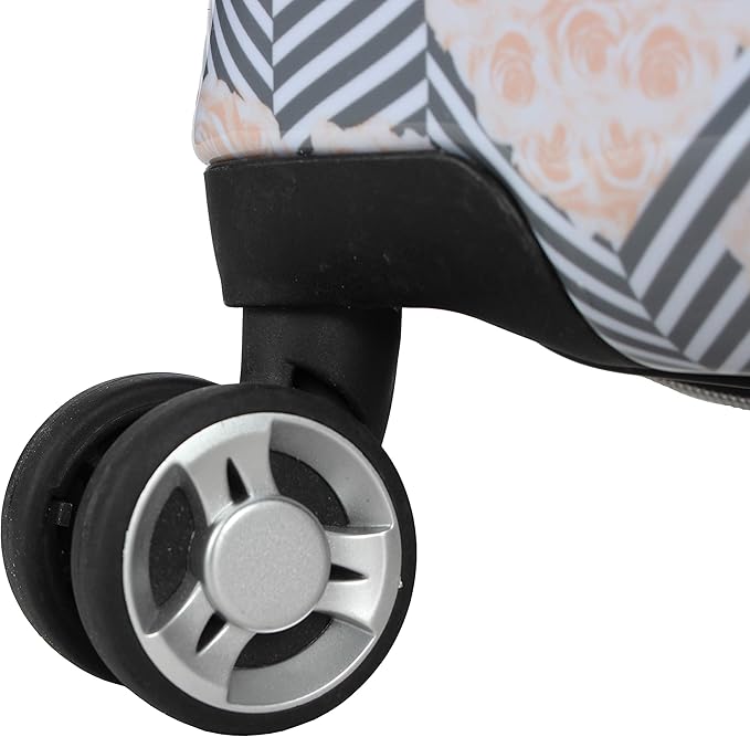 Betsey Johnson Designer 20 Inch Carry On - Expandable (ABS + PC) Hardside Luggage - Lightweight Durable Suitcase With 8-Rolling Spinner Wheels for Women (Chevron Hearts)