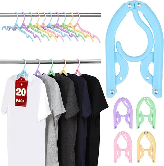 20 Pcs Travel Hangers, Cruise Ship Essentials Foldable Hangers Plastic Travel Essentials, Portable Cruises Must Haves 2026 for Suitcase, RV Camping Airplane Europe Vacation Essential