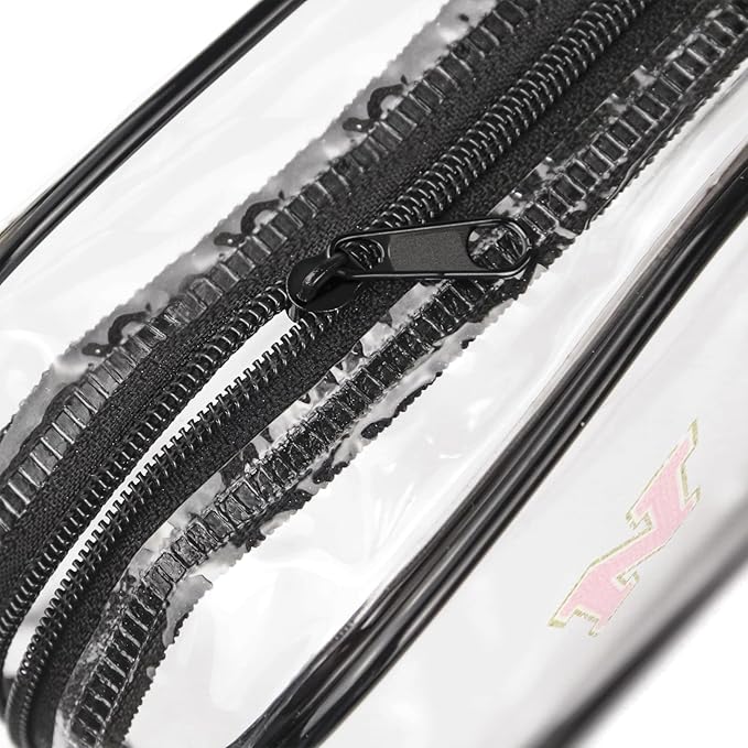 Clear Toiletry Bag,Portable Travel Toiletry Bag,Chenille Letter Cosmetic Bag with Zipper,Waterproof Makeup Bag,Cosmetic Storage Organizer for Women Men,Travel Essentials (Black,J)