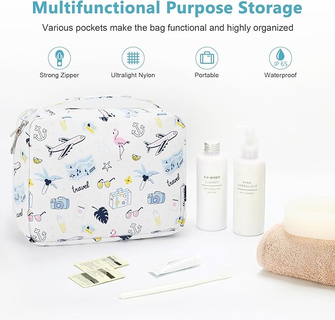 Mossio Hanging Toiletry Bag with Sturdy Hook - Large Portable Cosmetic Makeup Travel Organizer for Men & Women