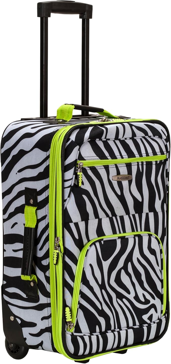 Rockland Fashion Softside Upright Luggage Set, Expandable, Lime Zebra, 2-Piece (14/19)