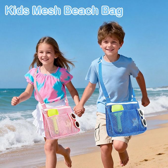 Fammart Mesh Beach Bag, Large Beach Tote with Zipper Pocket, Toys Pool Bag for Family Travel Vacation Cruise Essentials