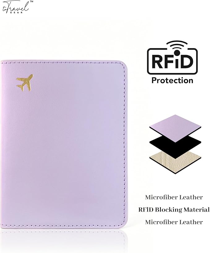 Passport Holder for Travel Essentials,RFID Blocking Passport Cover Case for Travel Accessories,Travel Wallet for Women Men (Lavender)
