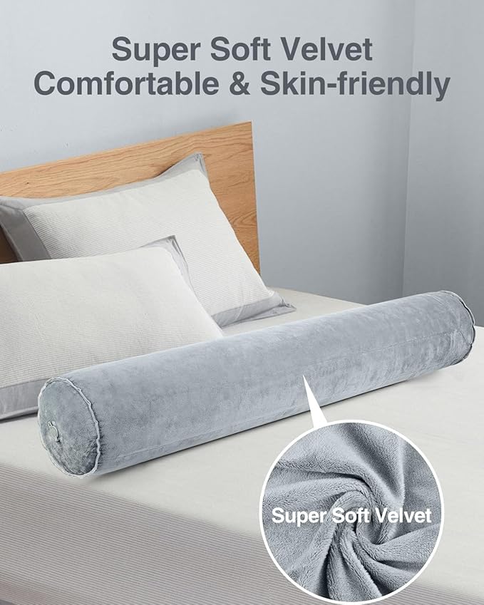 Luxtude Inflatable Body Pillow for Adults Kids, Travel Body Pillows for Side Sleeper, 47Inch Long Round Bolster Pillows for Bed, Round Cervical Cylinder Pillow for Hugging Sleeping, Back etc.