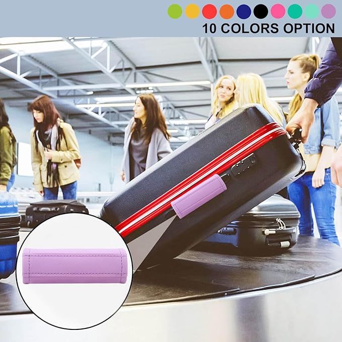 Luggage Handle Wrap 5 Pack-Leather Luggage Handle Wraps for Suitcase/Handbag/Duffel Bag/Car Bright Luggage Identfier/Handle Covers/Grips Luggage Accessories for Travel 3.0 (Violet)