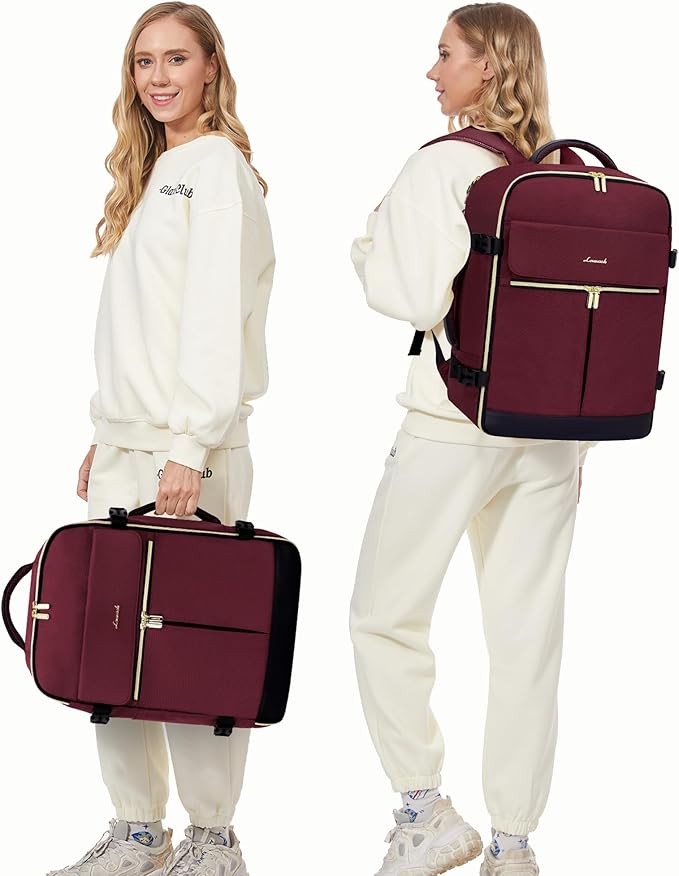 LOVEVOOK 40L Large Travel Backpack for Women, Flight Approved, Waterproof, TSA Compliant, Fits 17.3'' Laptop, 17 Pockets, 3 Packing Cubes