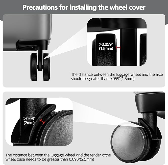 AWINNER 8 Pack Luggage Wheels Covers - Silicone Luggage Wheel Protector Covers for most 8 Spinner Wheel Suitcases or Office Chair Caster,Durable,Mute and Shock Absorption (Grey)