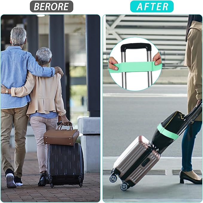 Bylion 2-in-1 Travel Belt for Luggage, Luggage Straps for Add a Bag Adjustable Suitcase Straps with Alloy Buckle Elastic Bungees Belt Hands-Free for Airport，Personalized Travel Accessories (Green)