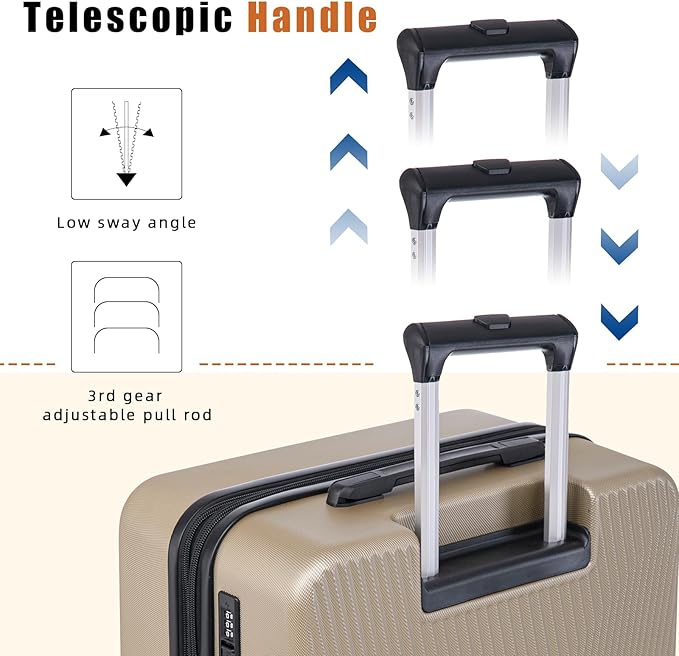 Expandable Carry on Luggage Sets,Suitcases with Detachable Wheels Hardshell 22x14x9 Airline Approved,Lightweight Luggage Set with TSA Lock,Carry on Suitcase