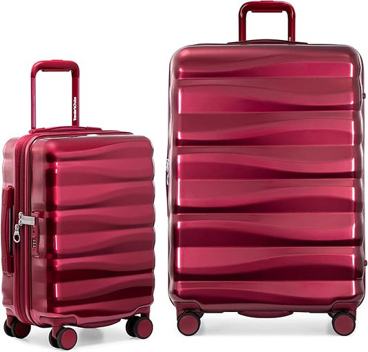 Traveler's Choice Edinburgh II Hardside Spinner Luggage, TSA Lock, Red, 2 Piece Set (21/29)