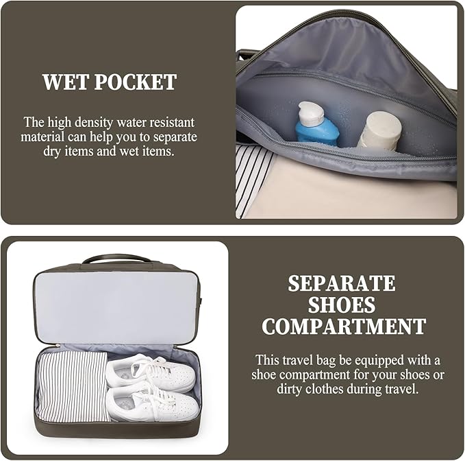 Weekender Bags for Women,Personal Item Travel Bag with Shoes Compartment,Overnight Travel Duffel Bag with Toiletry Bag,Medium