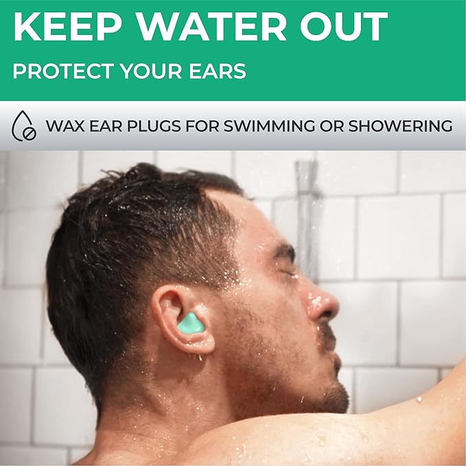 Peace&Quiet | PQ Wax Ear Plugs for Sleeping, Swimming - Soft Noise Cancelling Silicone Gel Wax Earplugs for Sleep and Swimmers, Ear Protection with Sound Blocking Level of 32 Db, Color: Green