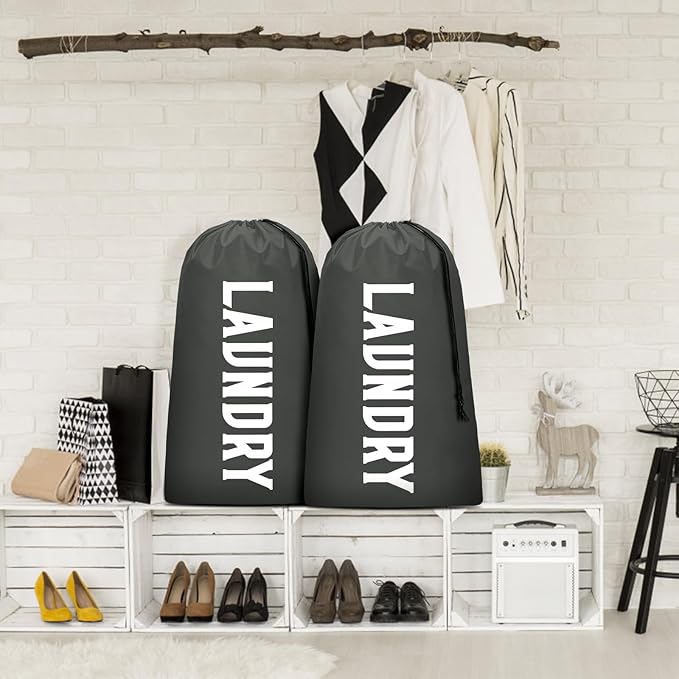 Laundry Bag, Travel Laundry Bag Machine Washable Dirty Clothes Organizer, Large Enough to Hold 4 Loads of Laundry, Easy Fit a Laundry Hamper or Basket (Gray, 24" x 36")
