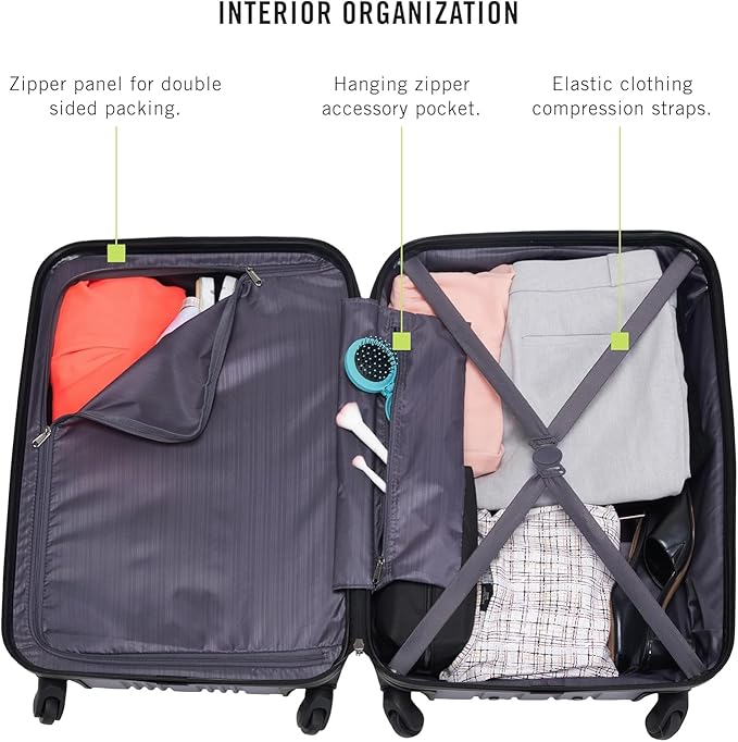 Kenneth Cole REACTION Out of Bounds Lightweight Hardshell 4-Wheel Spinner Luggage, Cobalt Blue, 24-Inch Checked