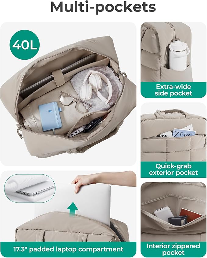 BAGSMART Gym Bag for Women, Carry on Travel Duffel Bag, Water-resistant Weekender with Shoe Compartment for Gym Travel Work, Classic, Large