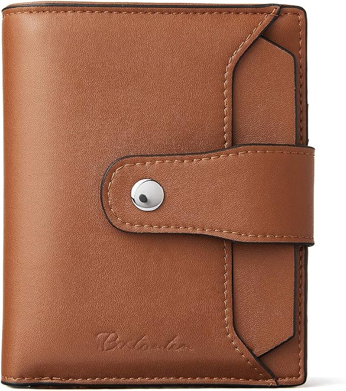 BOSTANTEN Women Leather Wallet RFID Blocking Small Bifold Zipper Pocket Wallet Card Case Purse with ID Window