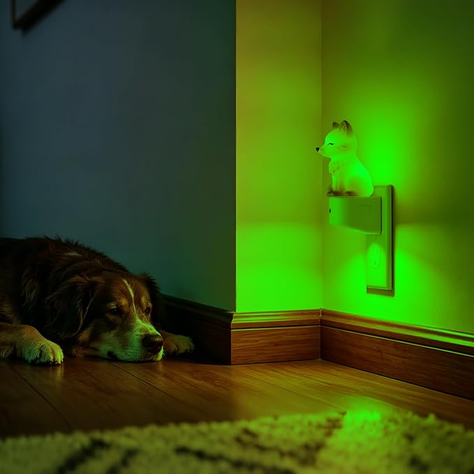 Night Light for Kids,White Fox Kids Night Light,Kids Room Decor | 8 Colors+ Soft White 3000K Nightlight,Dusk to Dawn Sensor,Nightlights for Kids Room Bedroom,Birthday Gift