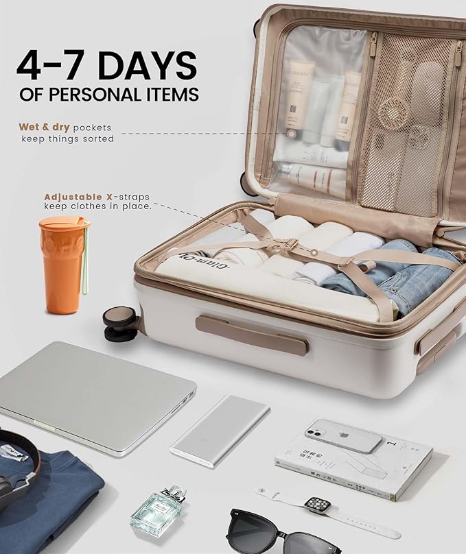LOVEVOOK 24 Inch Medium Check In Luggage, Expandable Hard Shell Suitcase with Spinner Wheels, USB Charging Port & Front Pocket, PC Hardside Rolling Luggage with TSA Lock for 4-7 Days Travel