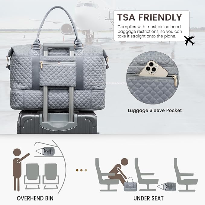 LOVEVOOK Travel Duffle Bag,Weekender Bags for Women with Shoe Compartment，Carry on Overnight Bag with Toiletry Bag,Gym Duffel Bag with Wet Pocket, Hospital Bags for Labor and Delivery