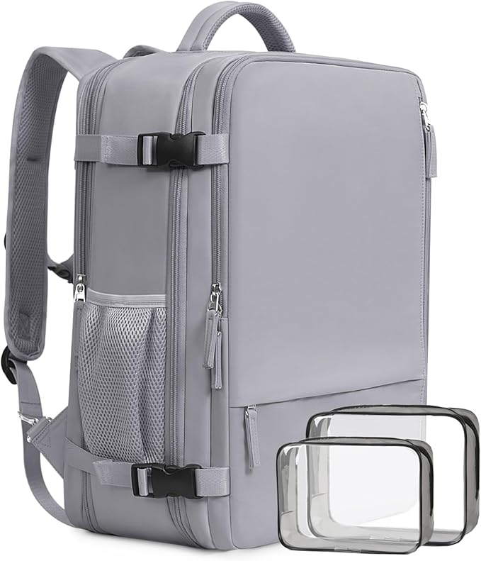 Beraliy Travel Backpack, Personal Item Bag Ailrline Approved, 17.3 Inch Laptop Backpack, Carry On Travel Bag, Hiking Backpack, Casual Backpack, Grey