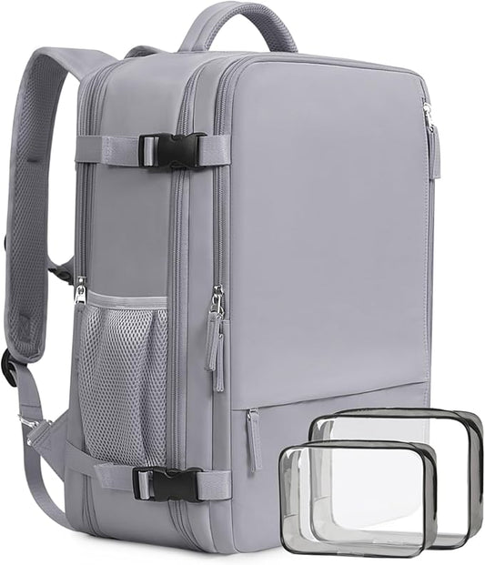 Beraliy Travel Backpack, Personal Item Bag Ailrline Approved, 17.3 Inch Laptop Backpack, Carry On Travel Bag, Hiking Backpack, Casual Backpack, Grey