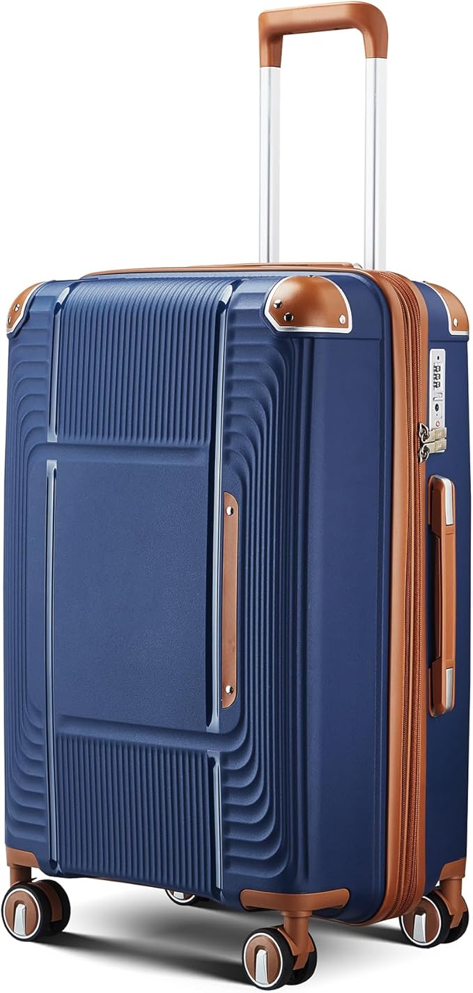 3 Piece Carry On Luggage Set with Expandable Duffel & Toiletry Bag, 20 Inch Hardshell Suitcase with YKK Zippers & Reinforced Corner Guards, Lightweight Spinner Wheels with TSA Lock (Navy Blue)