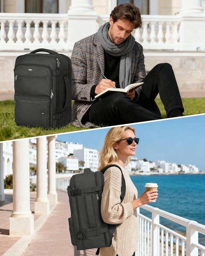 WANDF Travel Backpack For Spirit Airlines Personal Item Bag 18x14x8 with Wet Pocket, 17 Inch Laptop Backpack for Men Women（Black）