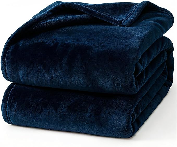 Hansleep Fleece Navy Throw Blanket, Super Soft Navy Blue Throw Blanket Flannel Fuzzy, Plush Cozy Blanket for All Seasons, Navy, Throw 50x60 Inches