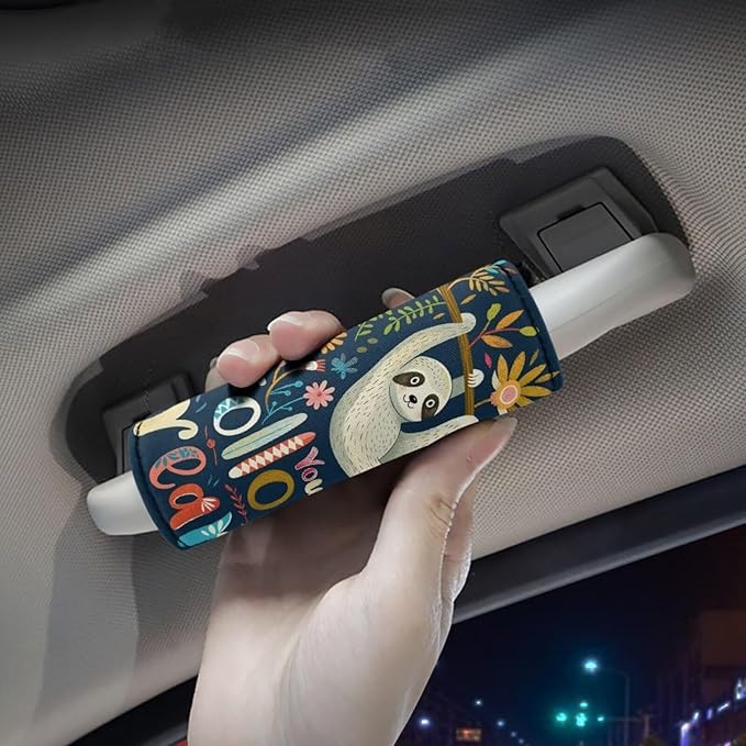BIGCARJOB Cute Sloth Luggage Handle Cover Replacement 2 Pieces Follow Your Dream Sloth Suitcase Identifier Protective Cover Trolley Case Grip Travel Luggage Handle Wrap Luggage Accessories