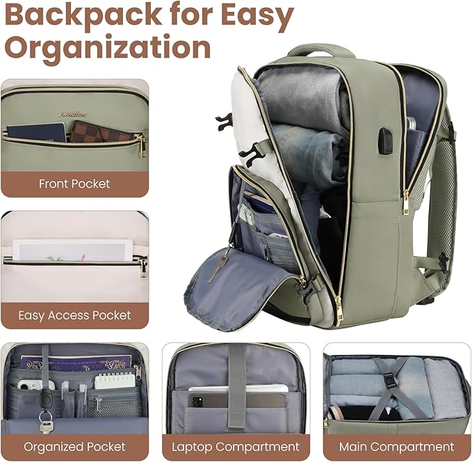 YAMTION Luggage Sets 6 Piece,Hardside 20In Suitcase with Spinner Wheels,TSA Lock,Carry On Suitcase Travel Essentials for Personal Items,Green