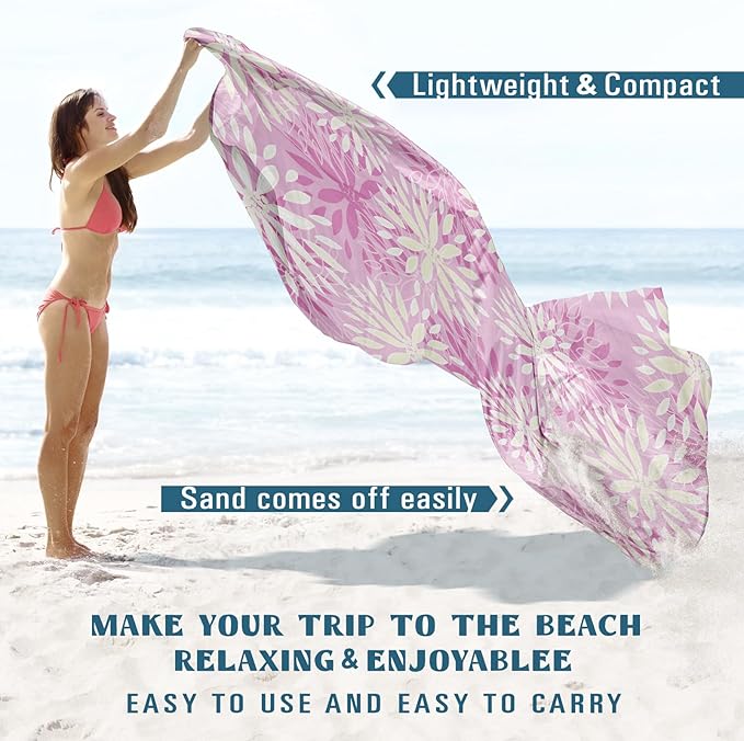 Famstar Beach Blanket Sandproof Waterproof 78''×81''1-5 Adults Oversized,Compact Lightweight Durable Beach Mat for Travel Camping Hiking Picnic Blanket