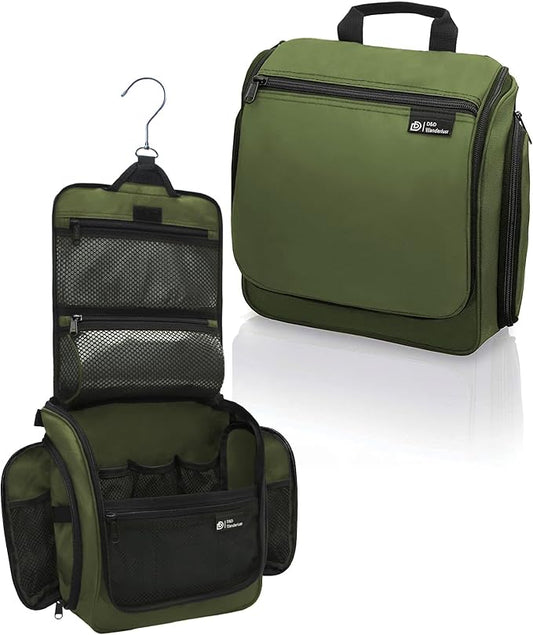 D&D Wanderlust D&D Hanging Travel Toiletry Bag for Men and Women – Cosmetics, Makeup and Toiletries Organizer Kit with 10 Compartments