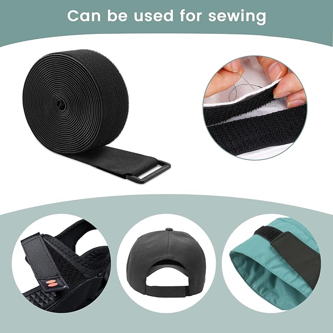 1.5In x 16Ft Cinch Straps Heavy Duty With 20 Buckles, Black Nylon Hook and Loop Straps, Reusable Long Cable Ties for Organizer or Storage