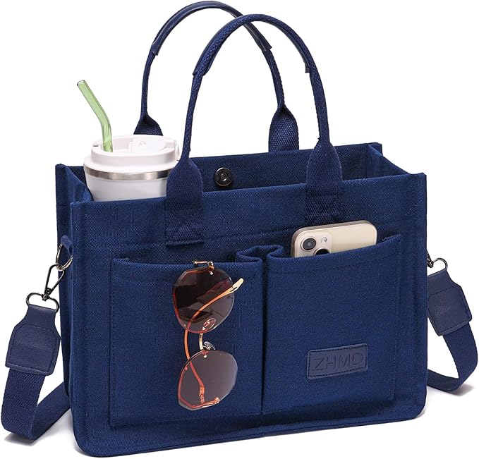 ZHMO Canvas Tote Bag for Women,Women's Bags Crossbody Bags Work Laptop Tote Bag Large Handbags Purse for Travel Nurse Teacher