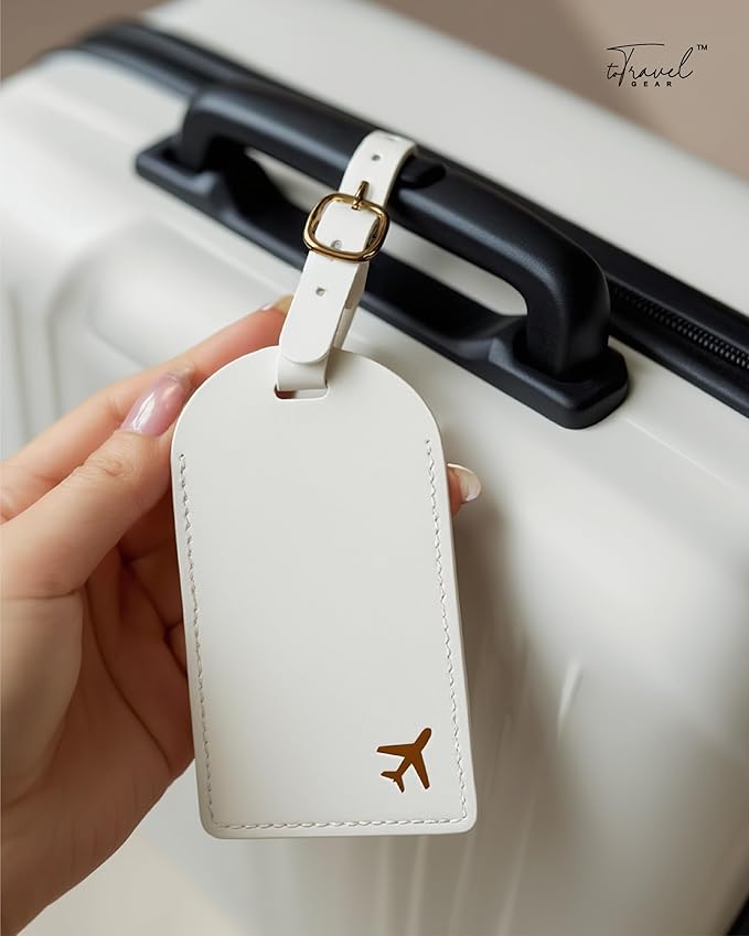 Luggage Tags for Suitcases, PU Leather Travel Tags for Luggage.(Cream)