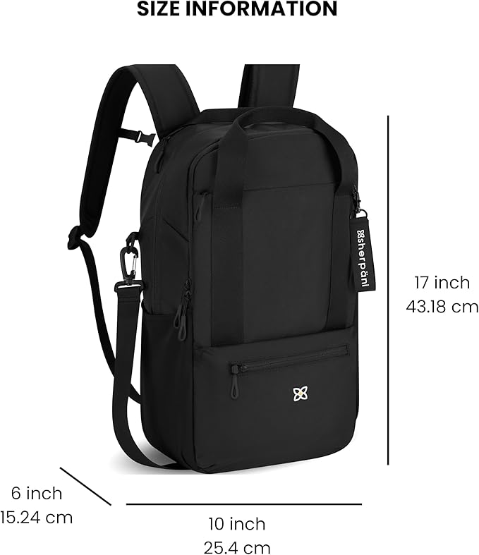 Sherpani Camden, Convertible Backpack, 3 in 1 Tote Bag, 18L Travel Backpack, Crossbody Bag for Women, Cross Body Purse, Travel Gifts, RFID Protection, Fits 13” Laptop (Raven Heritage)