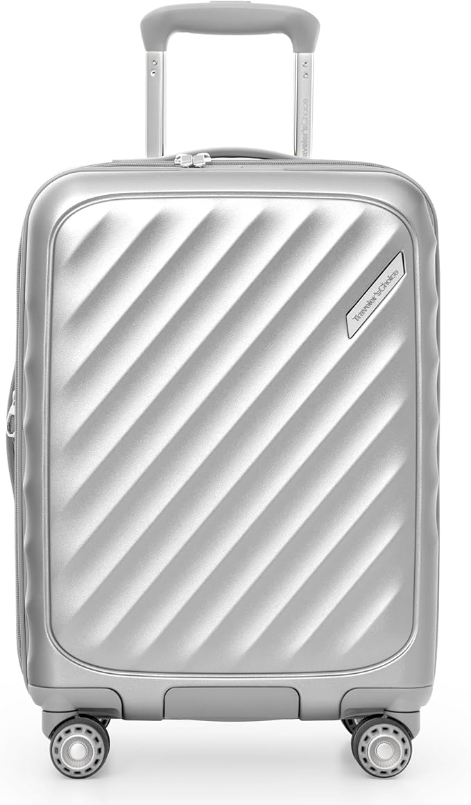 Traveler's Choice Elm 21" Carry-on Expandable Spinner Luggage Set - Matte Silver