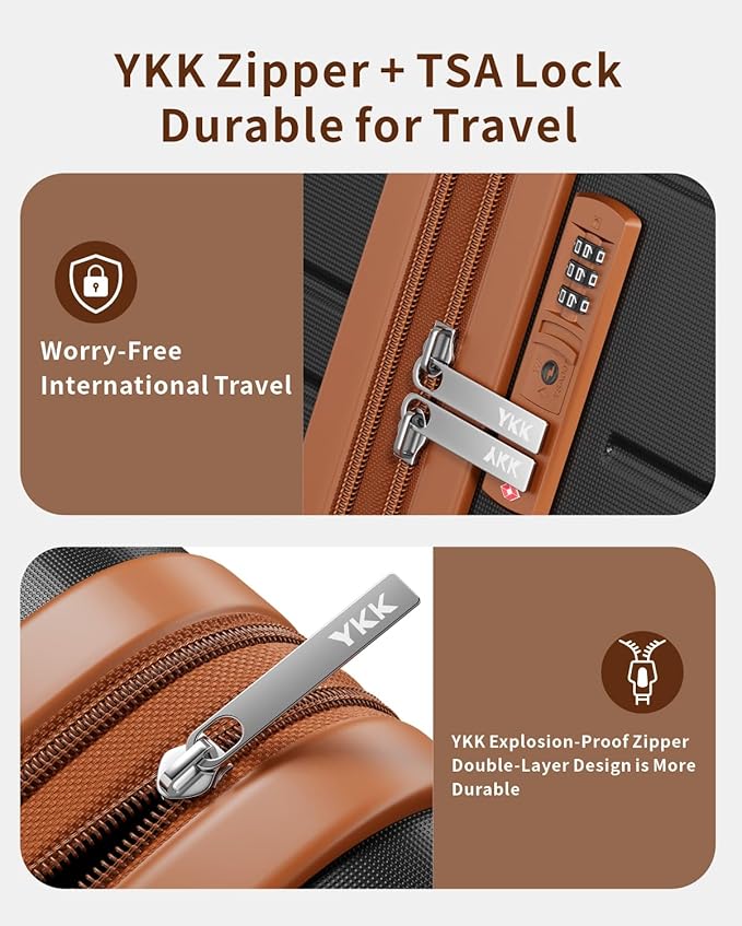 3 Piece Luggage Set, 21/25/29 Inch Expandable Luggage Sets with Spinner Wheels, ABS+PC Hardshell Suitcases, Suitcase Set with YKK Zipper, TSA Lock & 3 Tags