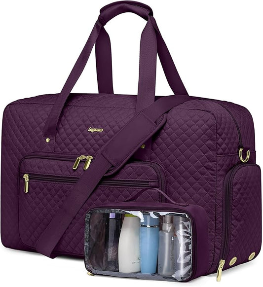 Large Weekender Travel Duffle Bag - With Shoe Compartment Weekender Bags for Womens Carry on Overnight Bag with Toiletry Bag Gym Duffel Bags with Wet Pocket Hospital Bags for Women Labor and Delivery