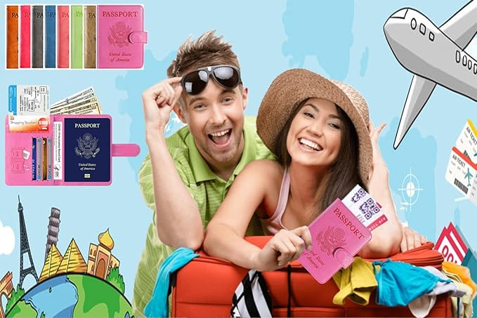 Passport Holder Cover Wallet RFID Blocking Leather Card Case Travel Accessories for Women Men (Z #Purple)