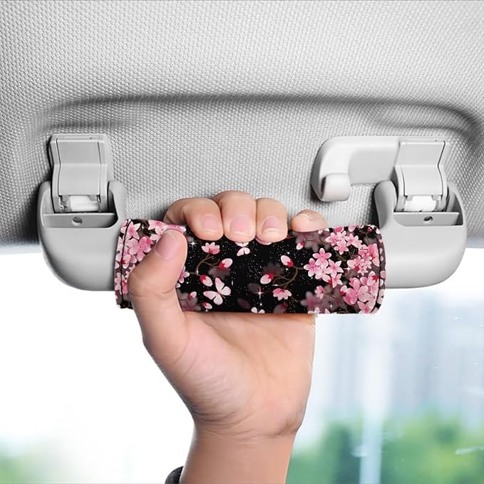 BIGCARJOB 2 Pcs Luggage Handle Cover for Suitcase with Pink Cherry Blossom Print Travel Suitcase Handle Sleeve Covers Identifier Travel Bag Wraps Luggage Accessories