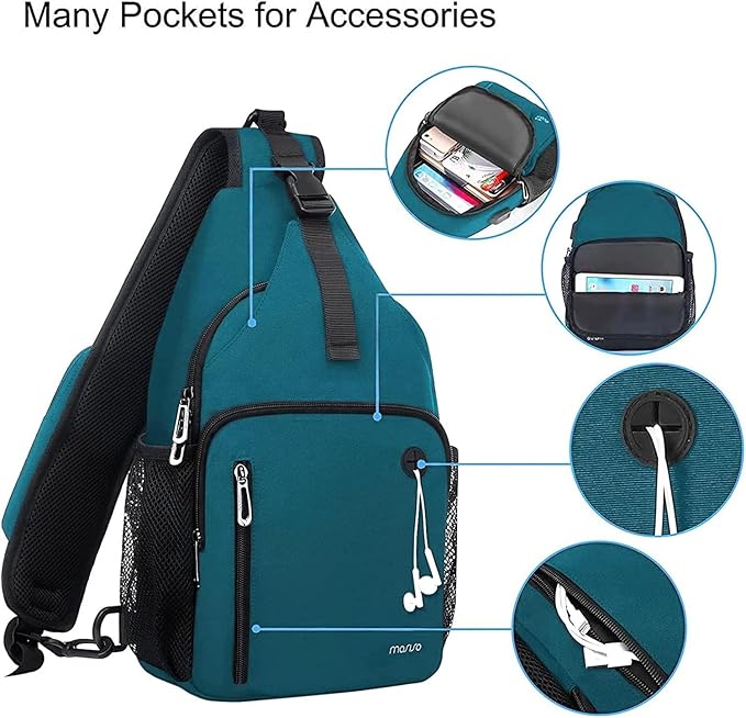 MOSISO Sling Backpack Bag, Crossbody Shoulder Bag Travel Hiking Daypack Chest Bag with Front Square Pocket&USB Charging Port