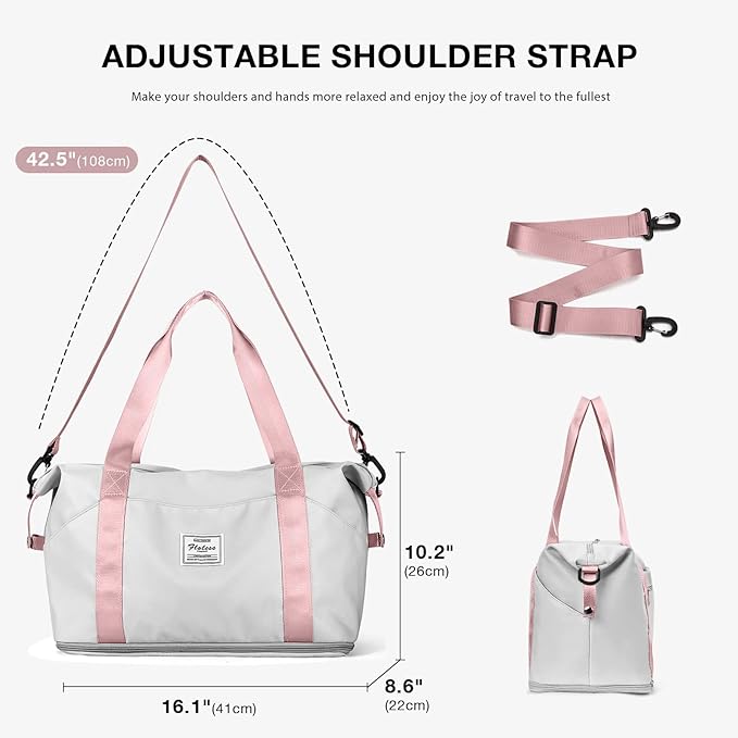 Travel Duffel Bag, Sports Tote Gym Bag, Shoulder Weekender Overnight Bag for Women